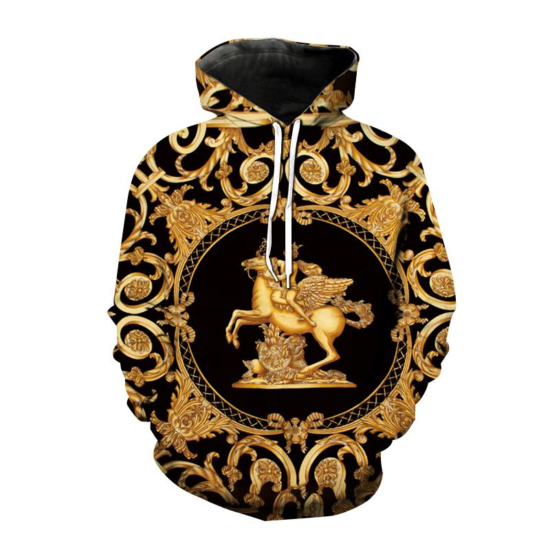 Autumn Winter Fashion Hoodies Style 3D Printed Sweatshirt Men Women Golden Oversized Hoodie Hip Hop Pullover Unisex Coat