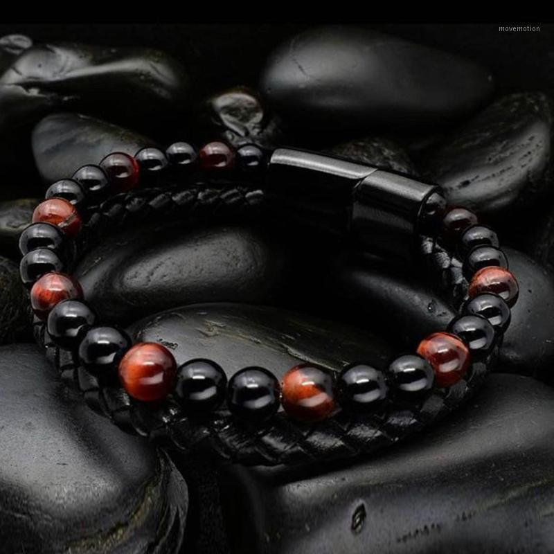 Fashion Men's Bracelet 6MM Natural Stone Leather Bracelet Black Stainless Steel Magnetic Buckle Tiger Eye Men's Jewelry1
Fashion Men's Bracelet 6MM Natural Stone Leather Bracelet Black Stainless Steel Magnetic Buckle Tiger Eye Men's Jewelry1