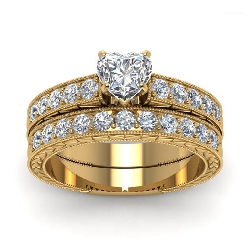 Cluster Rings Romantic Crystal Heart Zircon Ring Jewelry Engagement Party Valentine's Day Girl Gift Fashion Women, Golden;silver
Cluster Rings Romantic Crystal Heart Zircon Ring Jewelry Engagement Party Valentine's Day Girl Gift Fashion Women, Golden;silver