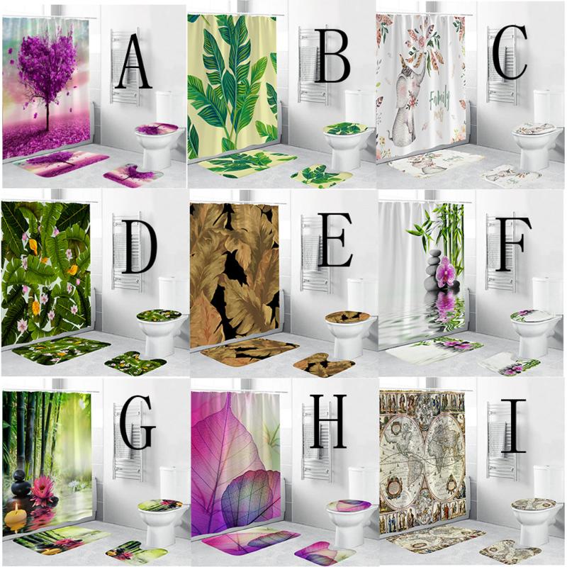 Shower Curtain Bathroom Decor 4pcs Flowers Plant Non Slip Toilet Polyester Cover Mat Set Bathroom Shower Curtain High Quality
Shower Curtain Bathroom Decor 4pcs Flowers Plant Non Slip Toilet Polyester Cover Mat Set Bathroom Shower Curtain High Quality