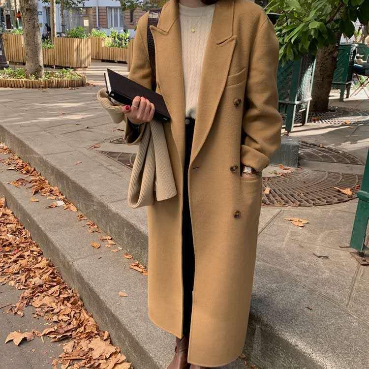 Double-sided hand-made cloth coat female female long 2021 new winter camel wool coat, Black
Double-sided hand-made cloth coat female female long 2021 new winter camel wool coat, Black