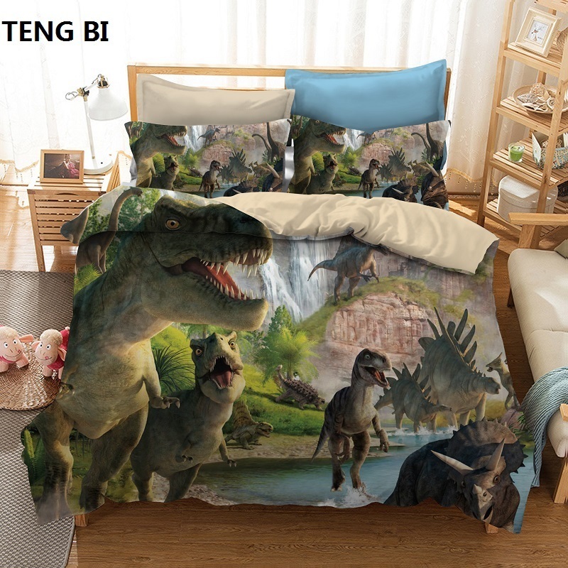 New fashion creative style home textile digital printing dinosaur pattern bedding set Europe and America King size 3 pcs bedding 201112
New fashion creative style home textile digital printing dinosaur pattern bedding set Europe and America King size 3 pcs bedding 201112