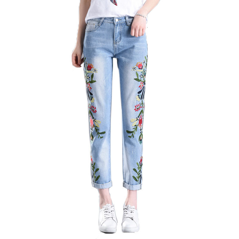2021 New Breech Women's High-waisted Waistband Retro-straight Female Spring Casual Summer Embroidered Cowboy Pants Kyld, Light blue 2
2021 New Breech Women's High-waisted Waistband Retro-straight Female Spring Casual Summer Embroidered Cowboy Pants Kyld, Light blue 2