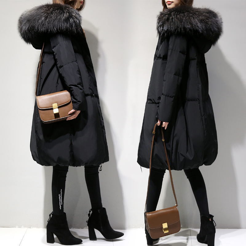 Winter Women Loose Thick Warm Jacket Female Faux Fur Collar Hooded Down Cotton Coat Parkas Outwear 201125