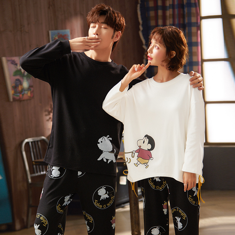 cke PUREcotto Pullover Long Sleeve Trousers Boy Girl Pajama Jammies Autumn Winter Couples Lovers Casual O-neck Nightwear Pyjamas 201109