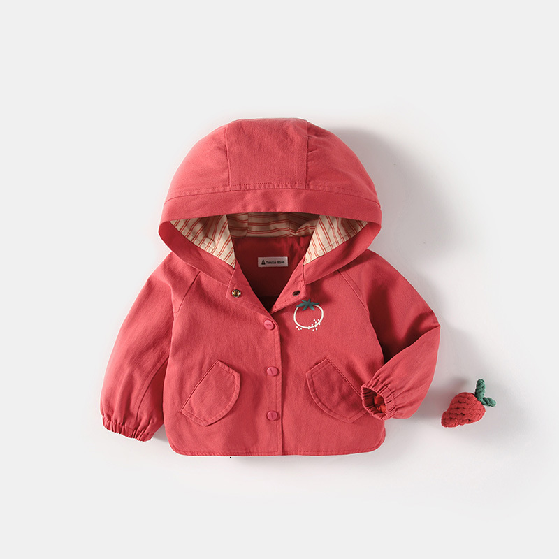 New Jacket for 2021 Spring Children Clothes Girls Coat Kids Windbreaker Outerwear Red 0-5y 6fw8