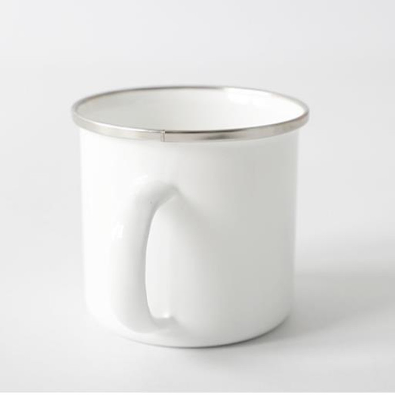 sublimation Enamel Coffee Mug 12oz Camping Mug Metal Coffee Mugs Enamel Steel Mug Durable Travel Enamel Beverage Mugs