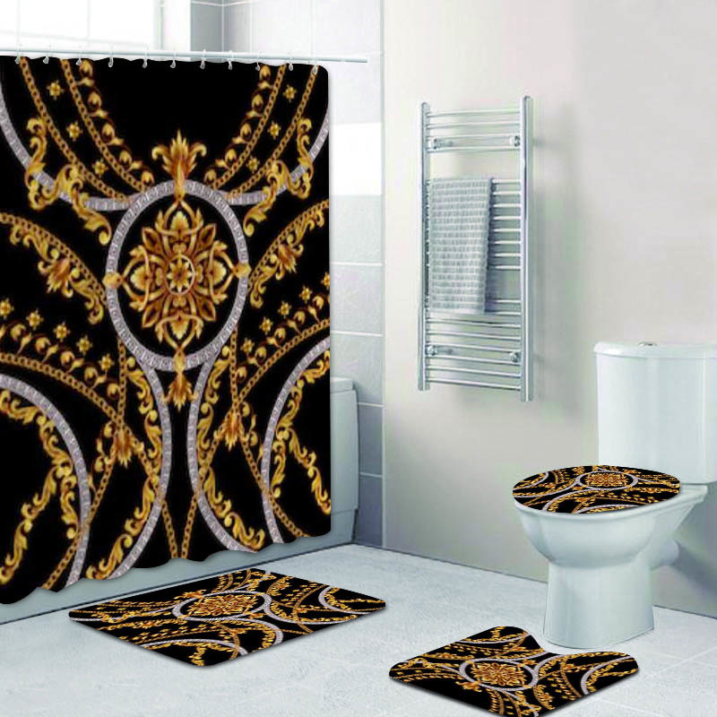Elegant Black Gold Baroque Pattern Shower Curtains Set for Bathroom Toilet Home Decor Luxury Bath Curtain Long Mats Rugs 180x200 F1224
Elegant Black Gold Baroque Pattern Shower Curtains Set for Bathroom Toilet Home Decor Luxury Bath Curtain Long Mats Rugs 180x200 F1224