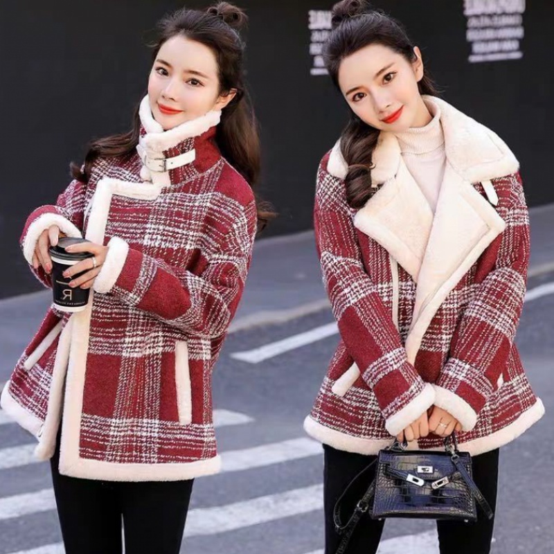 2021 New coat female new Korean plus velvet thick short casual wool LVLZ, Black 
2021 New coat female new Korean plus velvet thick short casual wool LVLZ, Black