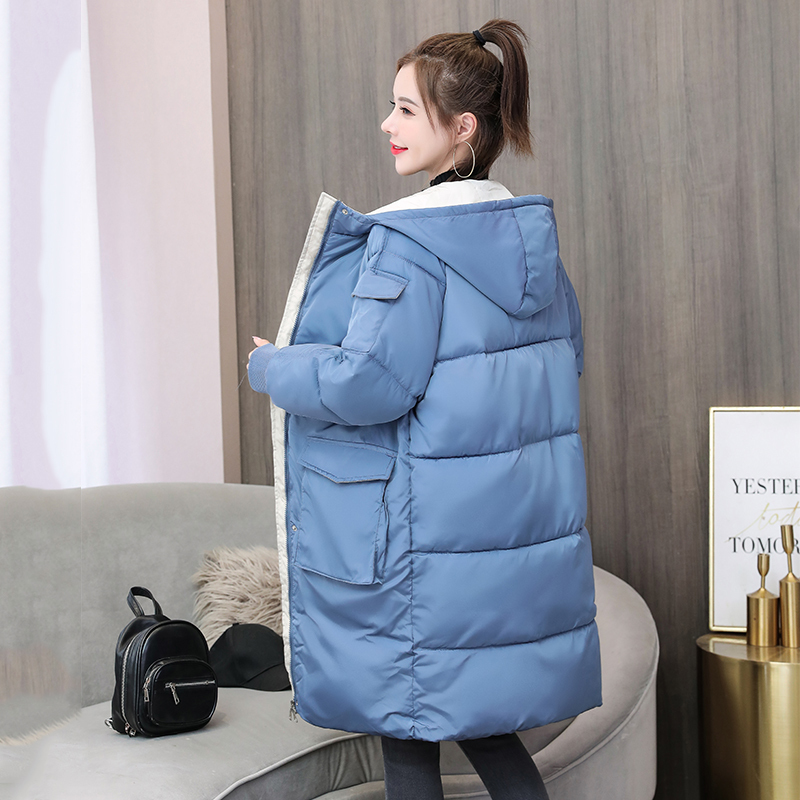 Solid Long Parkas Winter Female Oversized Women's Jacket Korean Style Loose Plus Size Big Pockets Thick Female Cold Coat Outwear 201029