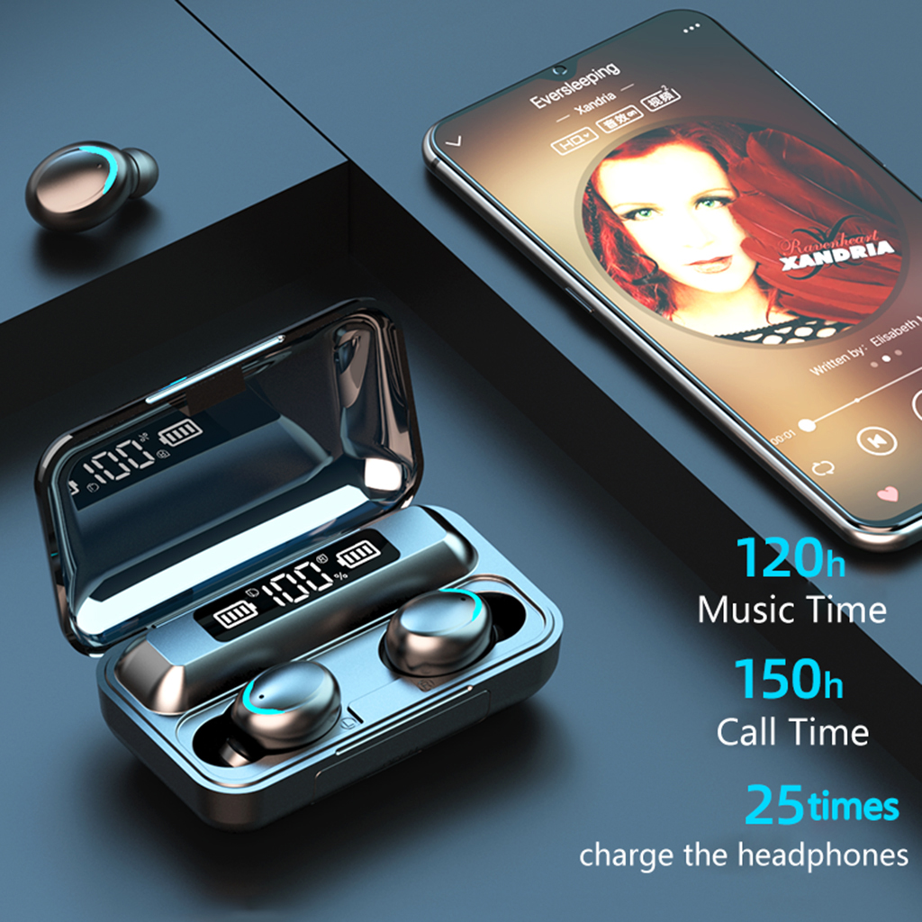 F9-5 Wireless Headphones 5c TWS Bluetooth 5.0 Earphones 2200mAh Charging Box With Microphone Sport Waterproof Headsets Earbuds