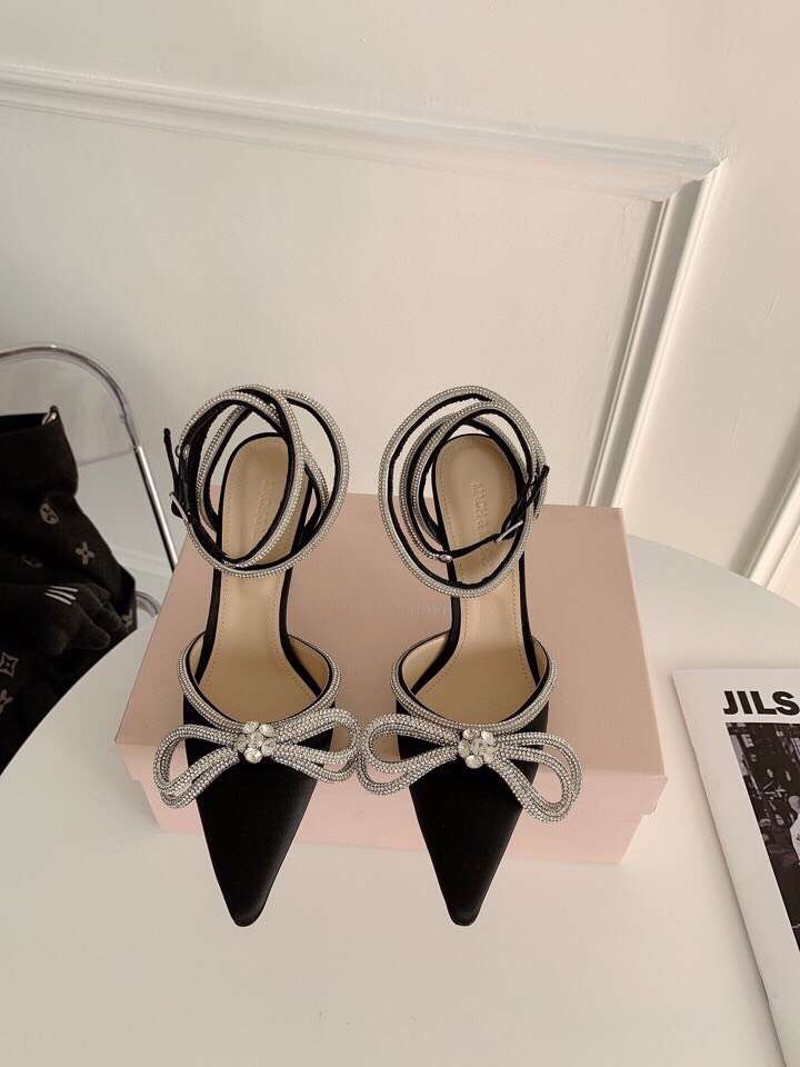 Pointy bow rhinestone high heeled shoes maiden feeling versatile new hot diamond satin ankle strap wrap sandals female, Blue
Pointy bow rhinestone high heeled shoes maiden feeling versatile new hot diamond satin ankle strap wrap sandals female, Blue