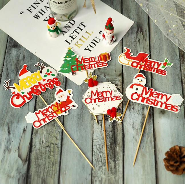 Christmas Cake Topper Decoration Santa's sleigh bell Merry Christmas party Cartoon snowman dessert paper flags decoration
Christmas Cake Topper Decoration Santa's sleigh bell Merry Christmas party Cartoon snowman dessert paper flags decoration