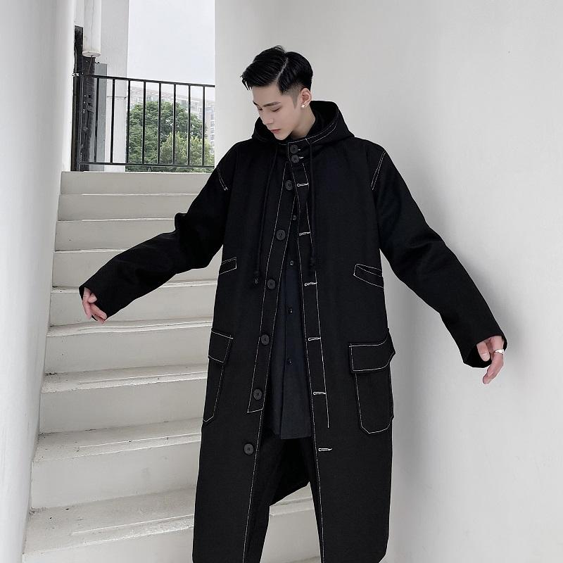 XL!Japanese dark autumn hooded long windbreaker men's design sense stitching contrast color retro coat jacket, Black
XL!Japanese dark autumn hooded long windbreaker men's design sense stitching contrast color retro coat jacket, Black