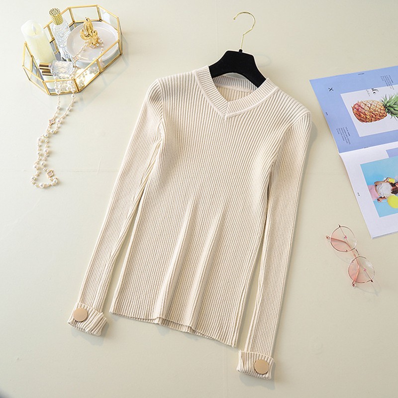 Sweaters For Women Fall Winter V neck Knitted Bottoming Shirt Warm Pullover Fashion Sweater Women Clothes Long Sleeve Top 201221