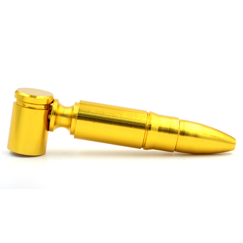 Luxury Golden Metal Smoking Pipe Creative Aluminum Alloy 78mm Bullet Pipe Portable Detachable Practical Smoking Accessories