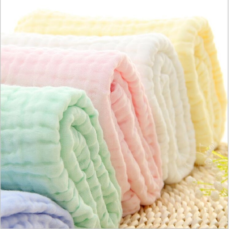 6 Layers Solid Color Baby Bath Towel Muslin 100% Cotton Towels Neonatal Child Absorb Blanket Swaddle Wrap Bedding 105 * 105 CM LJ201014