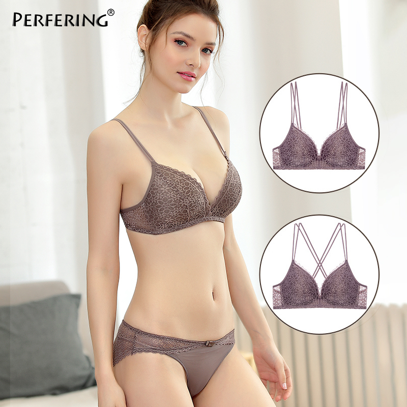 Perfering Bra Set New Push Up Lace Lingerie BH Gather Bralette Female Brassiere Women Fashion Underwear A B C Sexy White Black 201202