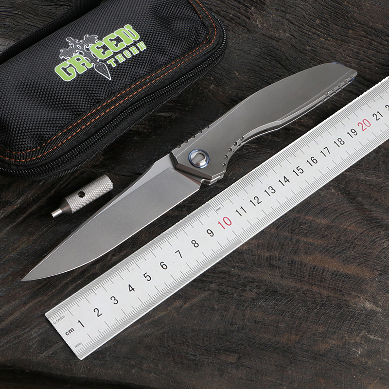 Green thorn Lee quick open folding knife D2 +blade titanium alloy handle camping outdoor survival fruit knife practical knife EDC
Green thorn Lee quick open folding knife D2 +blade titanium alloy handle camping outdoor survival fruit knife practical knife EDC