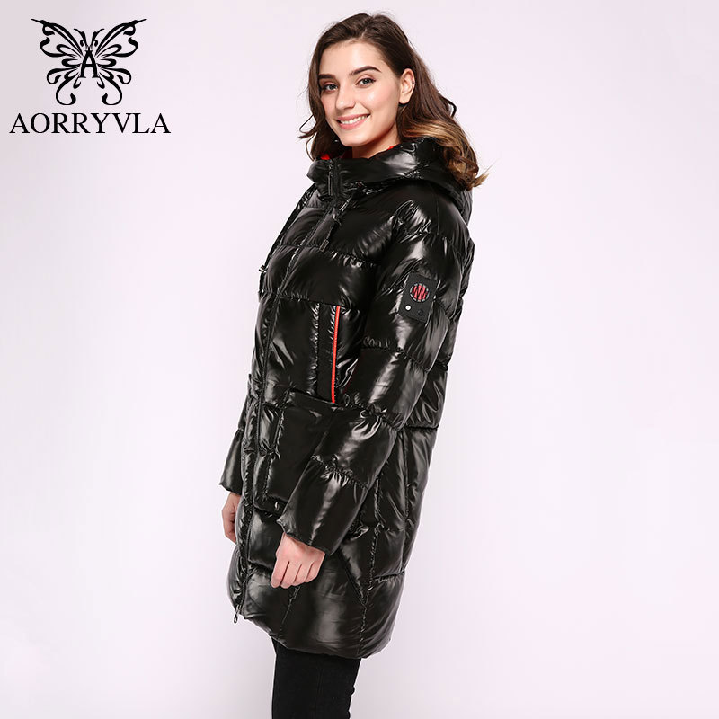 AORRYVLA Long Women's Down Jacket Thick Warm Puffer Jacket Hooded Cotton Parka Casual Female Outerwear Clothing Plus Size 201127