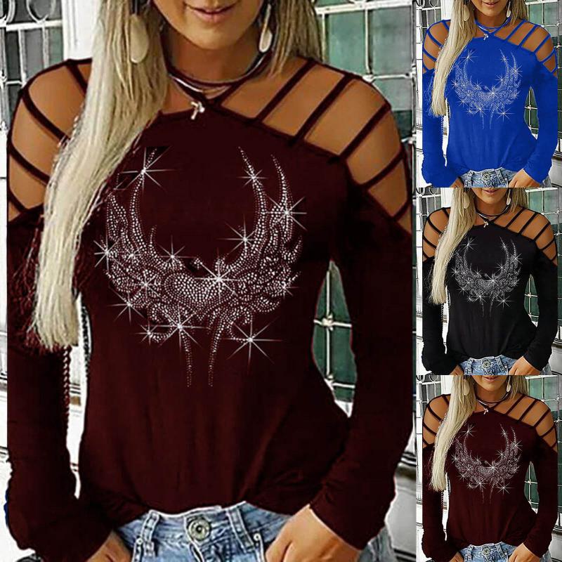 Women Neck Hollow-Out Studded Tshirt Autumn Long Sleeve T Shirts Casual Tops Fashion Lady Casual Pullover Tops Harajuku 2020, Blue
Women Neck Hollow-Out Studded Tshirt Autumn Long Sleeve T Shirts Casual Tops Fashion Lady Casual Pullover Tops Harajuku 2020, Blue