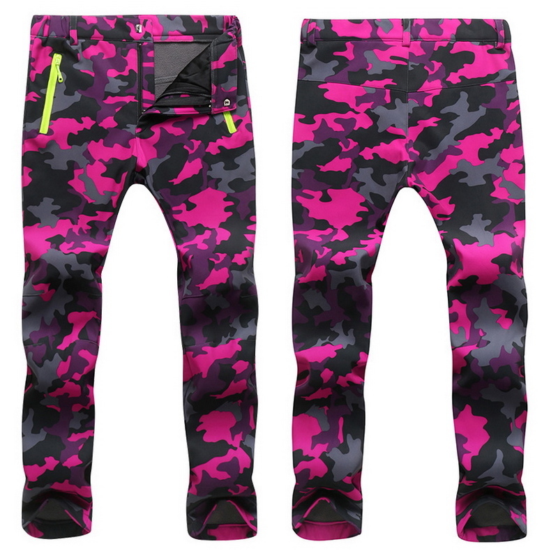 Women Warm Winter Softshell Pants Thick Fleece Lining Trousers Camouflage Pants Thermal Waterproof Windproof Woman Pants PM24 201113