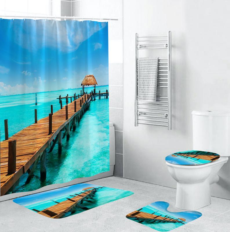Sea Bridge Scenery Printing Pattern Shower Curtain Base Carpet Cover Toilet Cover Cushion Bath Mat Set Bathroom With Hook
Sea Bridge Scenery Printing Pattern Shower Curtain Base Carpet Cover Toilet Cover Cushion Bath Mat Set Bathroom With Hook