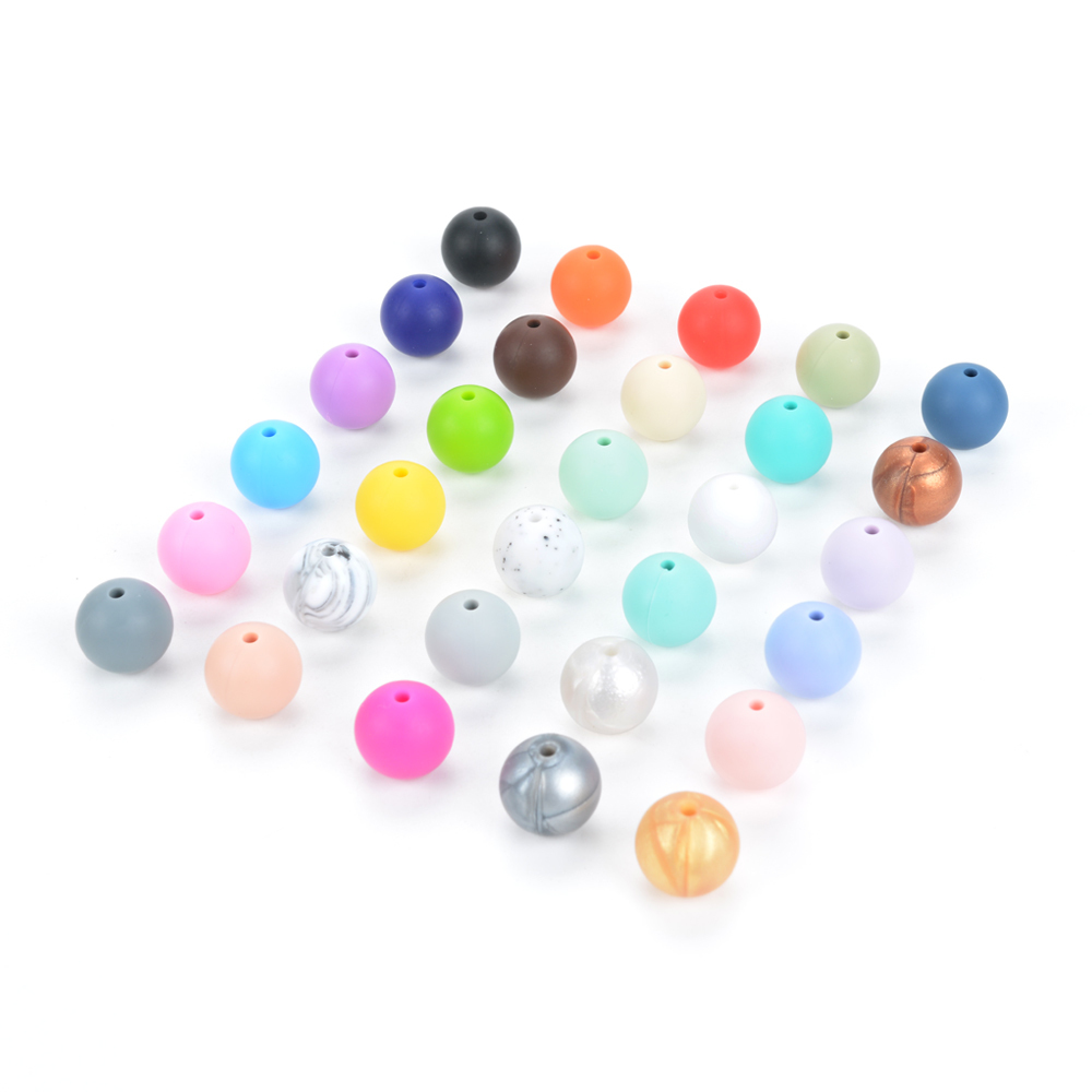 Wholesale 500pcs/lot Silicone Round Loose Beads Teething Beads For Baby Silicone Teething Necklace Food Grade Chewable jewelry T200323
