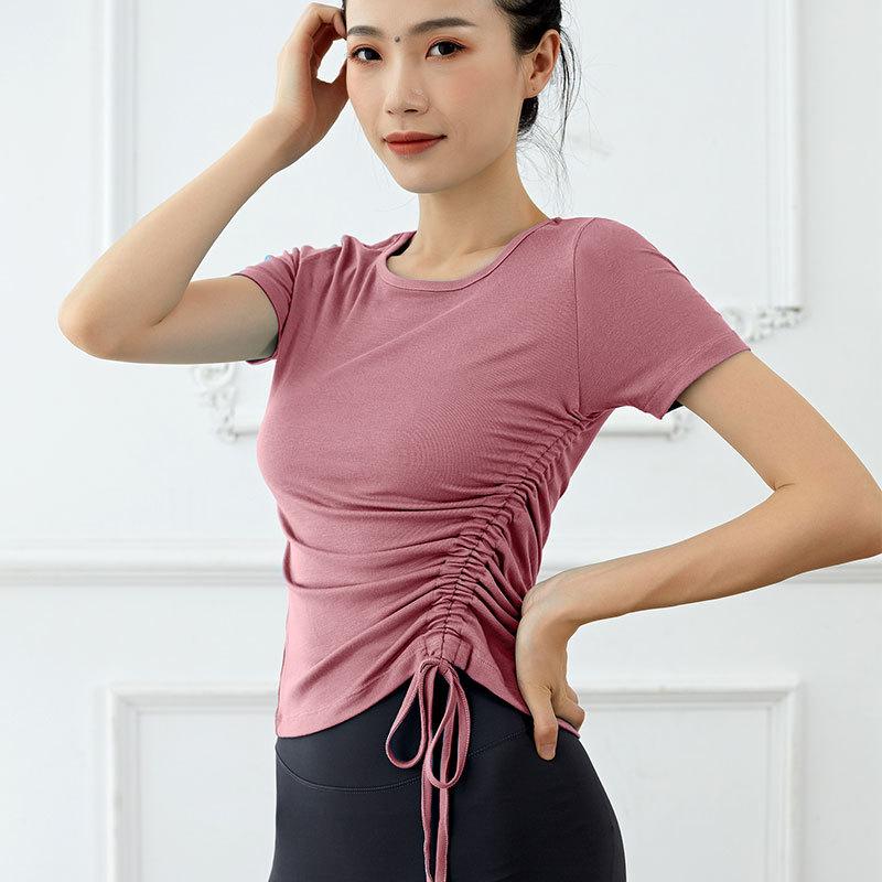 Women Slim Yoga Shirts Solid Short Sleeve Sport T-shirt Quick Dry Running Sportwear Bandage Girl Fitness Tops Gym Workout Blouse, Jm-dx20-226 yellow
Women Slim Yoga Shirts Solid Short Sleeve Sport T-shirt Quick Dry Running Sportwear Bandage Girl Fitness Tops Gym Workout Blouse, Jm-dx20-226 yellow