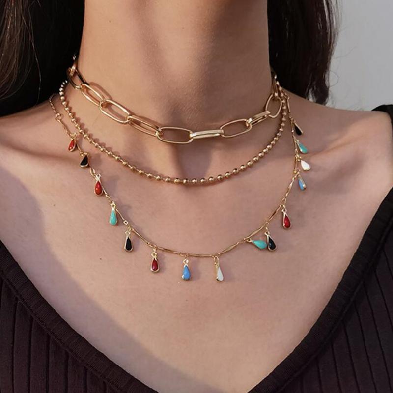 DIEZI Multilayer Beads Chain Necklace For Women Girls Korean Sweet Multicolor Water Drop Pendant Necklace Couple Gift Jewelry
DIEZI Multilayer Beads Chain Necklace For Women Girls Korean Sweet Multicolor Water Drop Pendant Necklace Couple Gift Jewelry