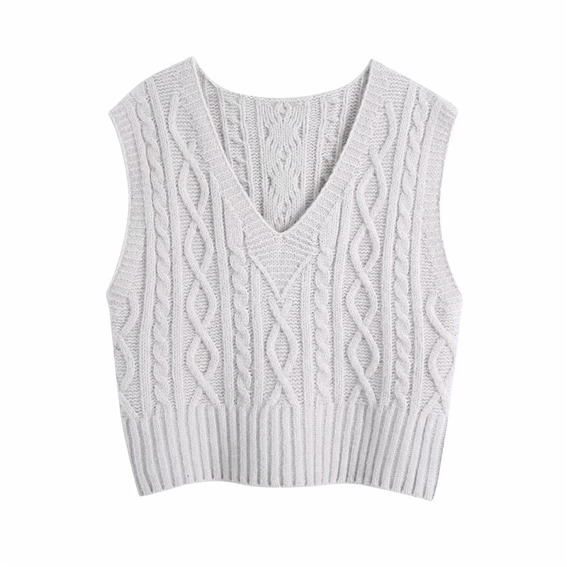New 2021 Grey Cable Knit Women Spring Fashion Sleeveless Cropped Knitting Vest Woman Casual v Neck Sweater 7p8l, Gray
New 2021 Grey Cable Knit Women Spring Fashion Sleeveless Cropped Knitting Vest Woman Casual v Neck Sweater 7p8l, Gray