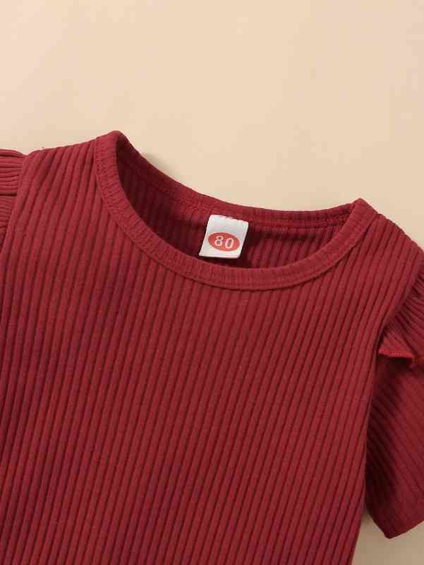 Baby Ruffle Trim Tee & Floral Print Crisscross Pinafore Skirt & Headband SHE