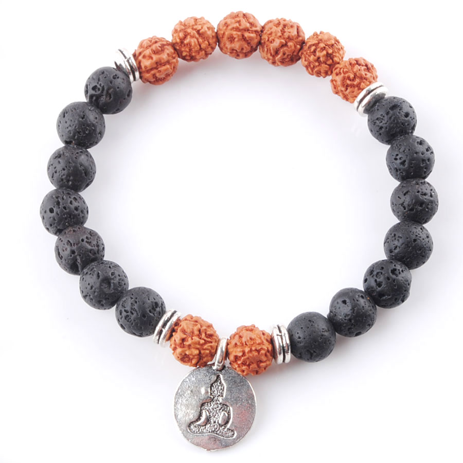 WOJIAER Natural Gem Stone Round 8mm Beads Palm Strands Bracelets 7 Chakra Healing Mala Meditation Prayer Yoga Bracelet Jewelry BK336