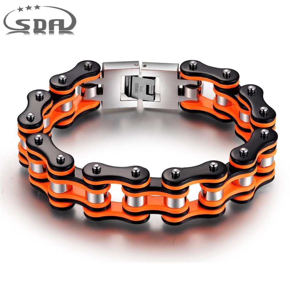 Hot Sale Orange Black Motorcycle Chain Bracelet Top Quality 316L Stainless Steel Men's Bracelets 16mm Width SDA Jewelry YM079 200928
Hot Sale Orange Black Motorcycle Chain Bracelet Top Quality 316L Stainless Steel Men's Bracelets 16mm Width SDA Jewelry YM079 200928