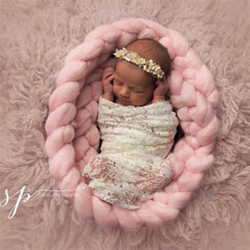 Newborn Baby Photography Props Handmade Knitted Blanket Toddler Photo Shooting Background Infant Carpet Mat LJ201208