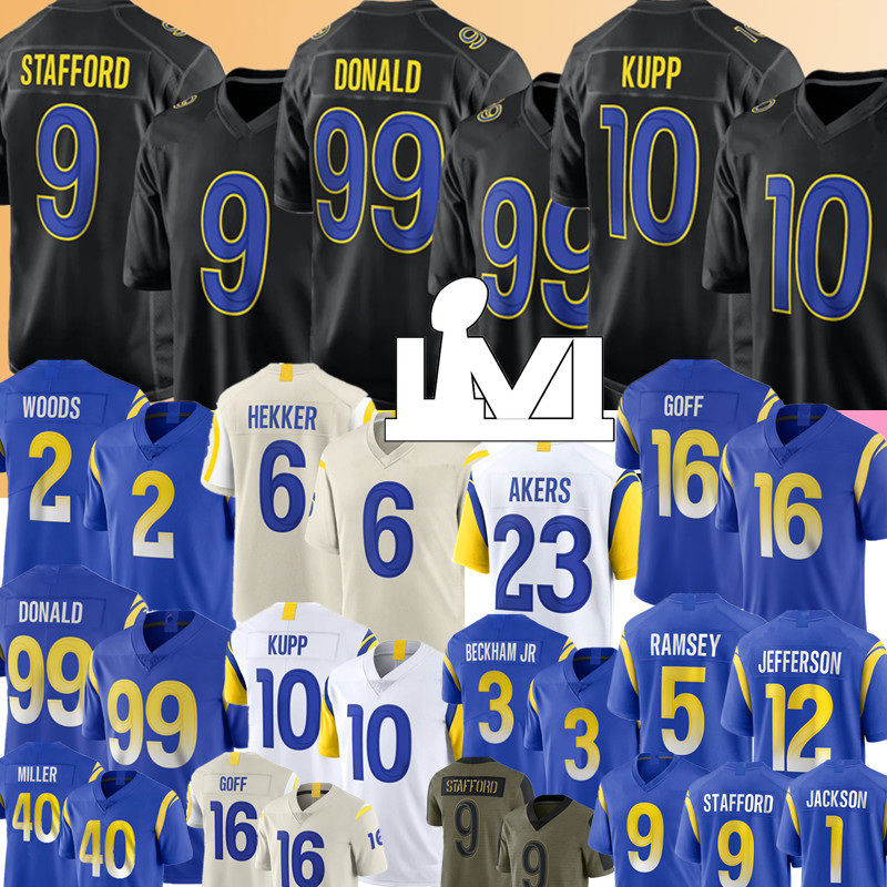 9 Matthew Stafford 99 Aaron Donald Jersey 10 Cooper Kupp 23 Cam Akers Robert Woods Football Jerseys Johnny Hekker Eric Dickerson Jared Goff Van Jefferson Jalen Ramsey, 2022 men+patch {s-xxxl}
9 Matthew Stafford 99 Aaron Donald Jersey 10 Cooper Kupp 23 Cam Akers Robert Woods Football Jerseys Johnny Hekker Eric Dickerson Jared Goff Van Jefferson Jalen Ramsey, 2022 men+patch {s-xxxl}