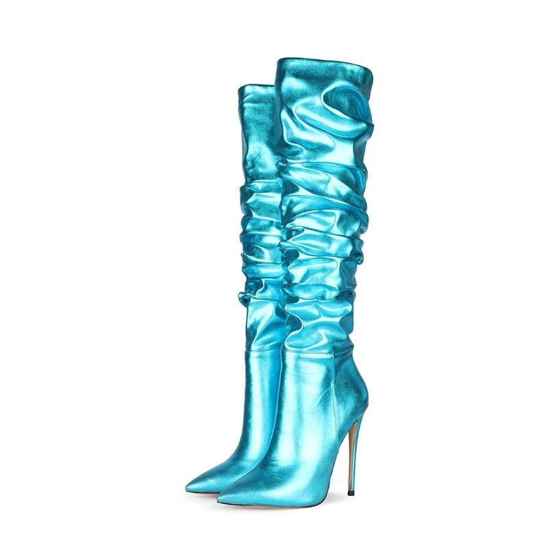 MKKHOU Fashion Knee-High Boot Women 2020 New Winter pointy metallic pleated straight stretch boot women Large Size, Golden 10cm
MKKHOU Fashion Knee-High Boot Women 2020 New Winter pointy metallic pleated straight stretch boot women Large Size, Golden 10cm