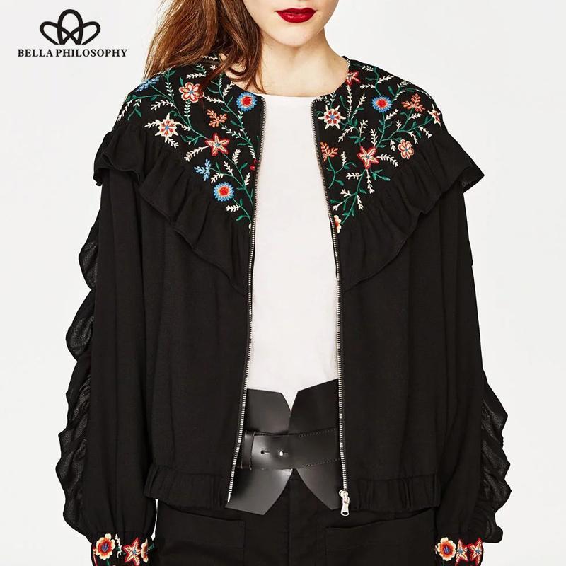 Wholesale- Bella Philosophy 2017 spring summer embroidery ruffles women bomber jacket spring zipper1, Multi
Wholesale- Bella Philosophy 2017 spring summer embroidery ruffles women bomber jacket spring zipper1, Multi