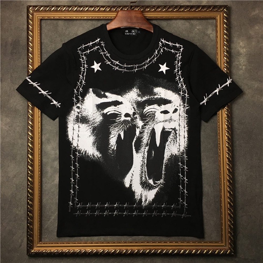 Men's 100% Cotton Slim Fit Creative Abstract Pattern Short-sleeved T-shirt Style| Lcuv, Black 
Men's 100% Cotton Slim Fit Creative Abstract Pattern Short-sleeved T-shirt Style| Lcuv, Black