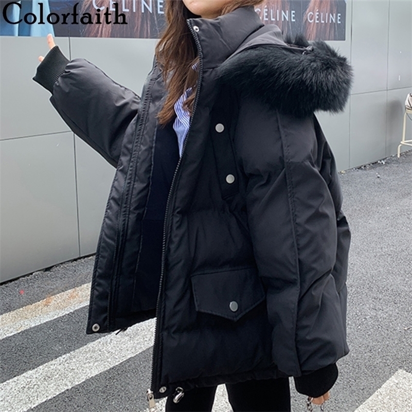 Colorfaith New Autumn Winter Women Jackets Quilted Puffer Parkas High-Quality Warm Hooded Wild Oversize Short Coat CO955 201029