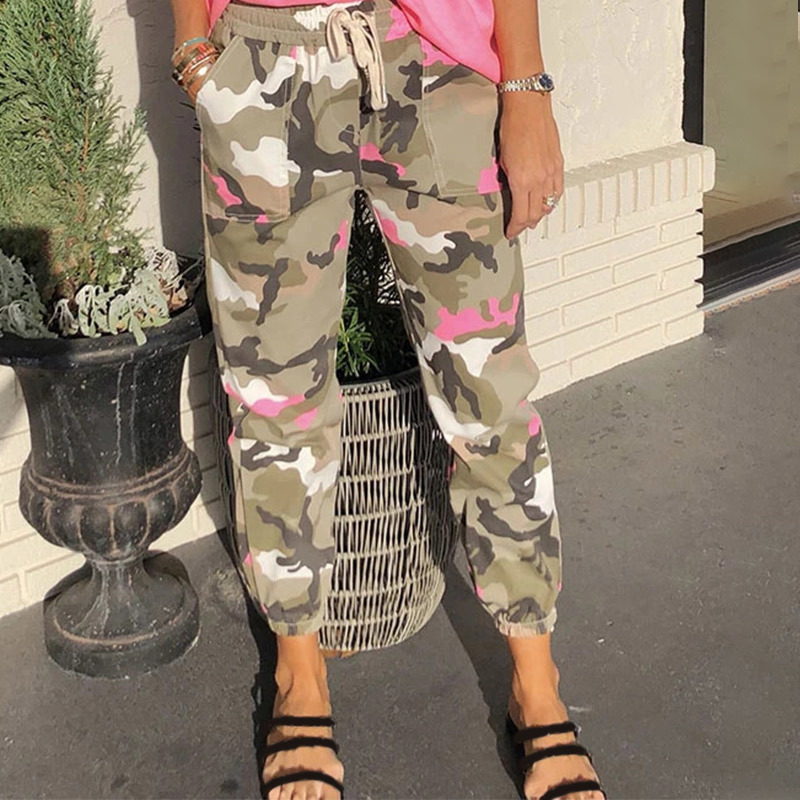 Women' Summer Camo Cargo Casual Pants Fashion Camoflage Elastic waist Trousers Female Streetwear Lace Up Lady Bottoms 201109, Pink
Women' Summer Camo Cargo Casual Pants Fashion Camoflage Elastic waist Trousers Female Streetwear Lace Up Lady Bottoms 201109, Pink