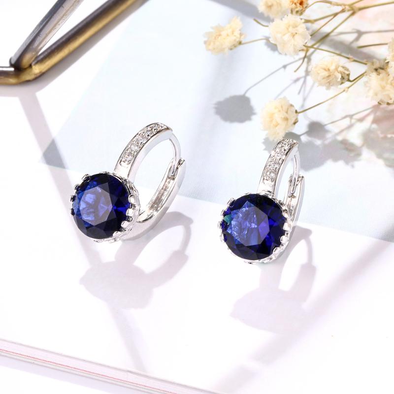 Geometric Round Blue Color Hoop Earrings Synthetic CZ Earrings Jewelry For Women Anniversary Gift E017
Geometric Round Blue Color Hoop Earrings Synthetic CZ Earrings Jewelry For Women Anniversary Gift E017