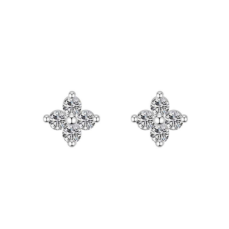 100% 925 Sterling Silver CZ Zircon Paved Tiny Flower Stud Earring for Women Girls Fine Jewelry Female Mini Stud Earrings