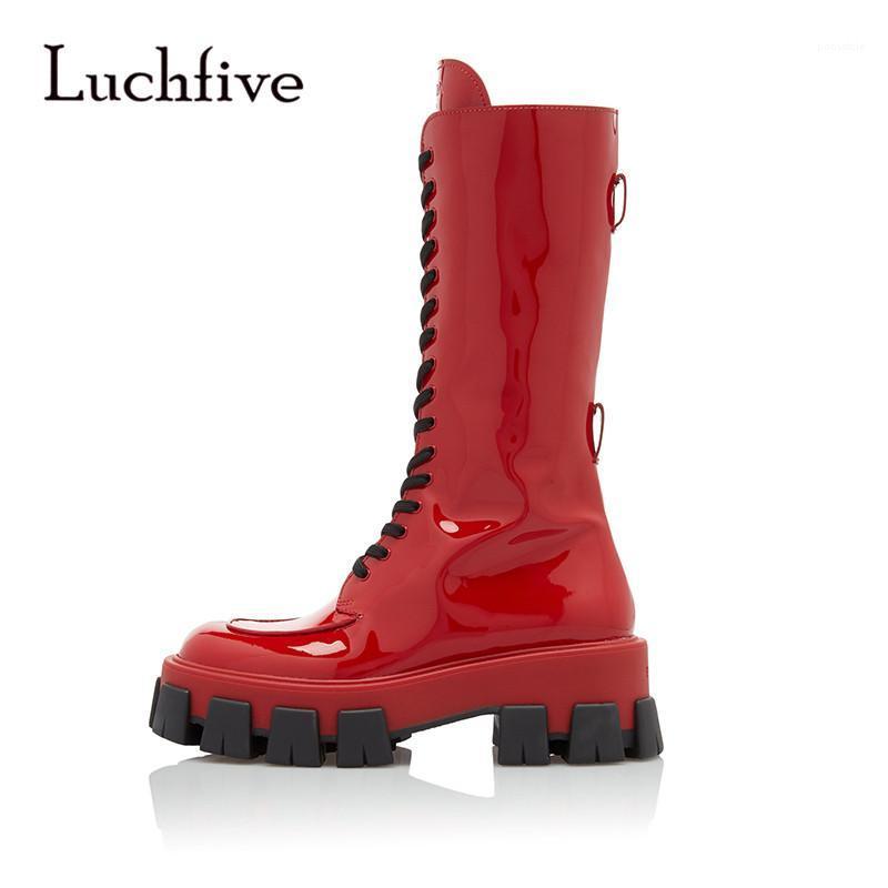 Shiny Red Lace Up Boots Mixed Color Chunky Sole Flat Platform Knee High Boots Winter Women Shoes Plus Size1, Black
Shiny Red Lace Up Boots Mixed Color Chunky Sole Flat Platform Knee High Boots Winter Women Shoes Plus Size1, Black