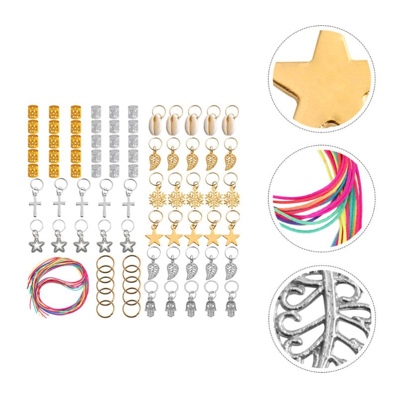 Hair Clips & Barrettes 110Pcs DIY Cuffs Hollow-out Rings Clasps Set Dreadlocks Supplies