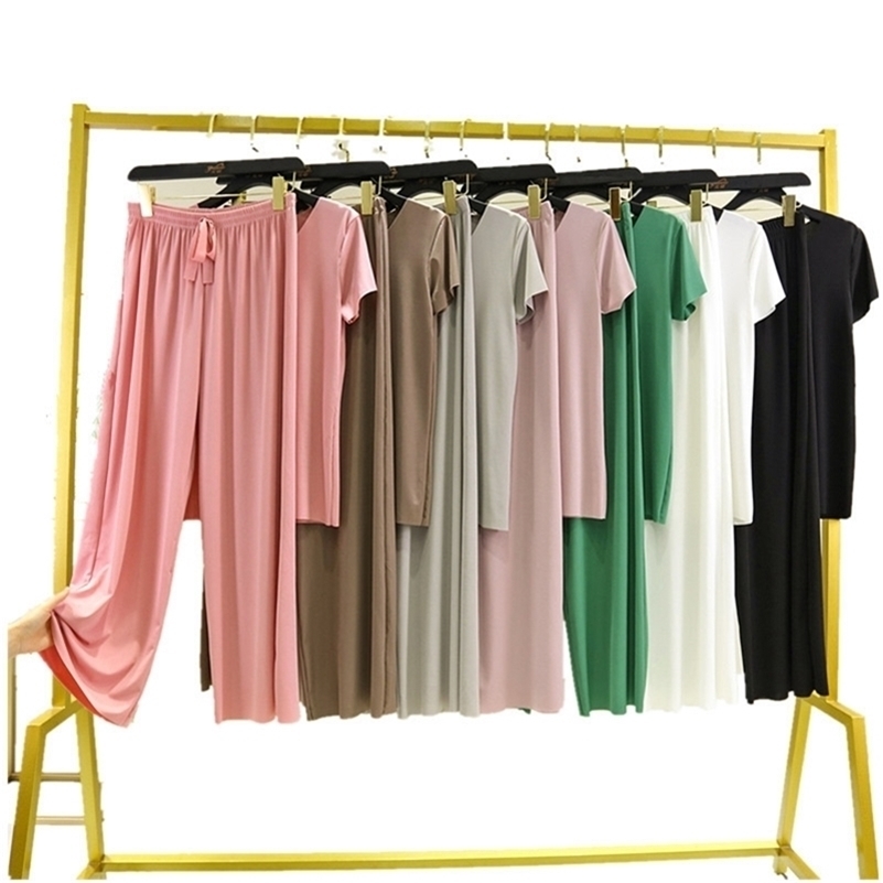 Autumn Loose Homewear For Pamas Pants Female Clothes 2 Pieces Set Lady Home Suit Summer Women Lounge Wear 201217