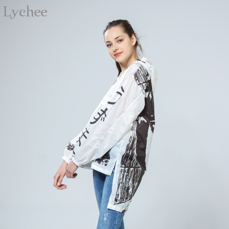 Lychee Spring Autumn Women Jacket Comics Anime Cartoon Long Sunscreen Water Proof Windbreaker Coat 201023