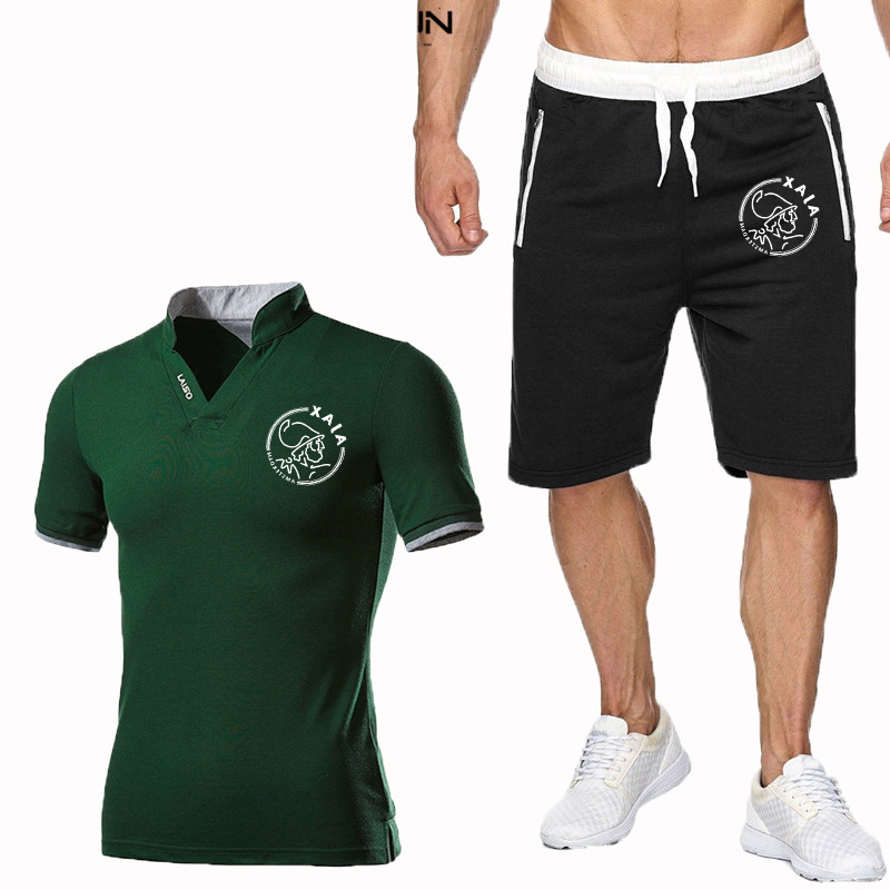 High quality men's polo shirt suit 2 pieces of sportswear fitness ajax printing men's t-shirt + shorts men's suit plus size XXL 1022, Gray
High quality men's polo shirt suit 2 pieces of sportswear fitness ajax printing men's t-shirt + shorts men's suit plus size XXL 1022, Gray