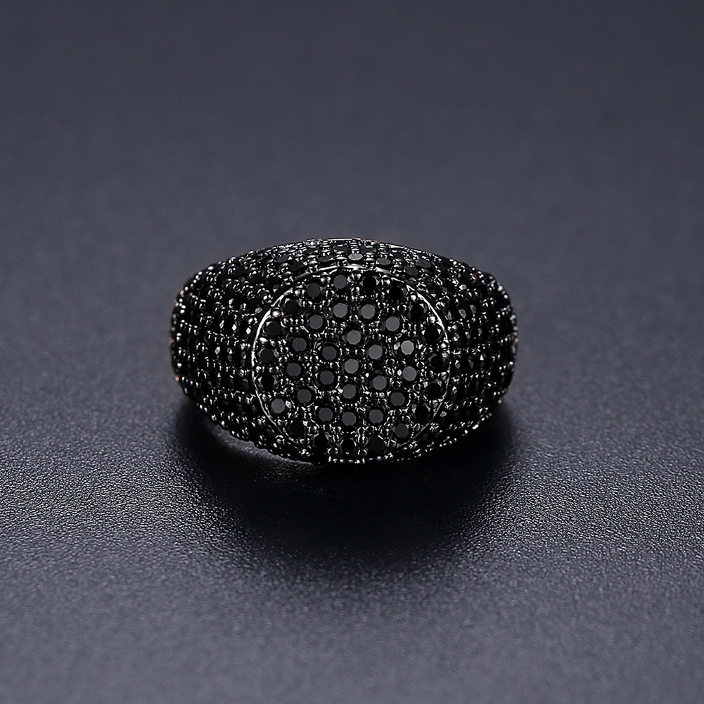 Men's Hip Hop Vintage Adjustable Rings Gold Plated Shining Black Cubic Zircon Finger Ring Jewelry Gift