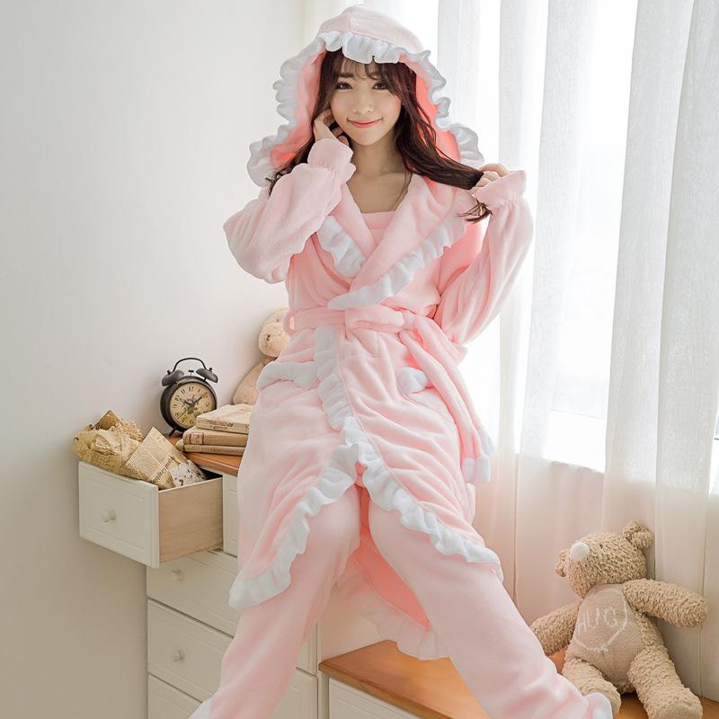 Flannel hooded lace robe three piece set flannel pajama bathrobe bathrobe suspender pants robe three piece set
Flannel hooded lace robe three piece set flannel pajama bathrobe bathrobe suspender pants robe three piece set